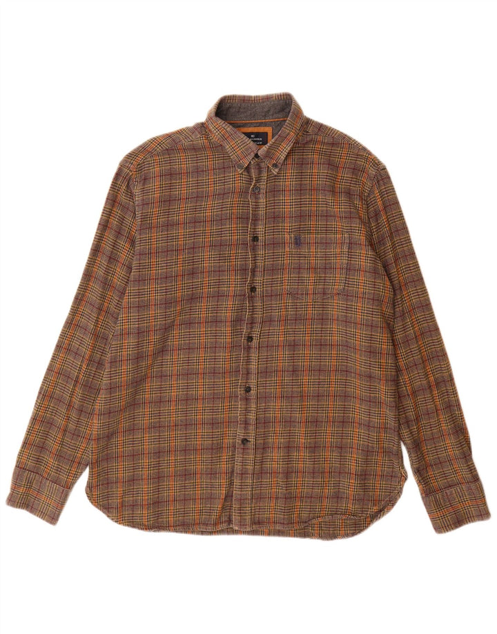 Marks & Spencer Herren Blue Harbour Flanellhemd Großes braunes Hahnentrittmuster