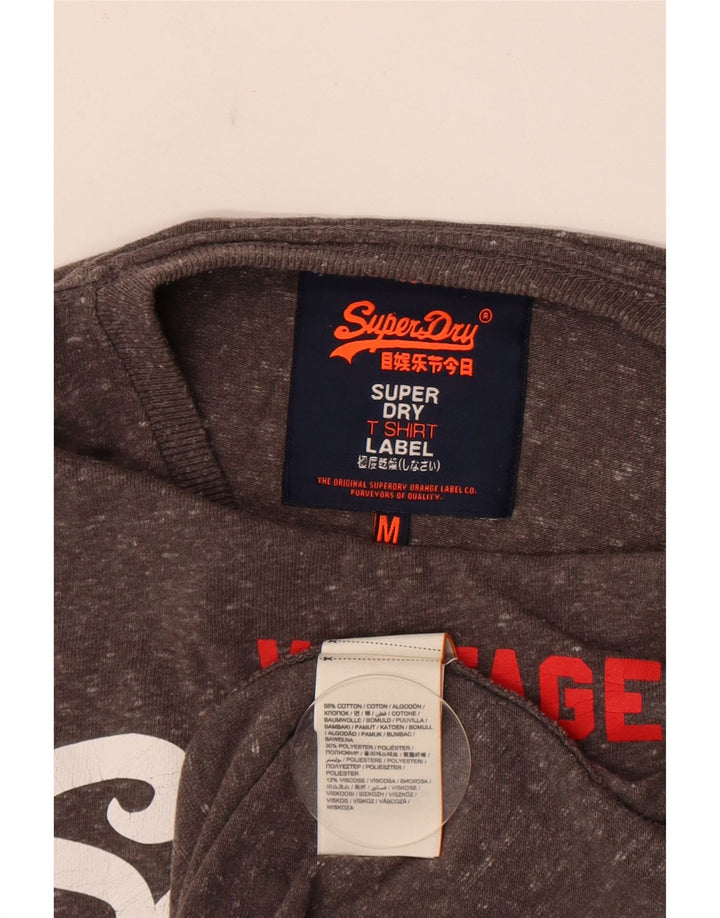 Superdry Herren Grafik-T-Shirt-Oberteil aus mittelgrau gesprenkelter Baumwolle