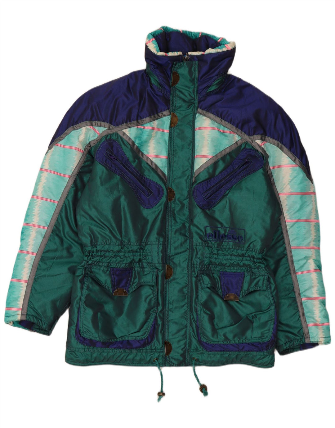 Ellesse Herren-Skijacke mit Kapuze, lockere Passform, IT 48, Mittelgrün, Farbblock