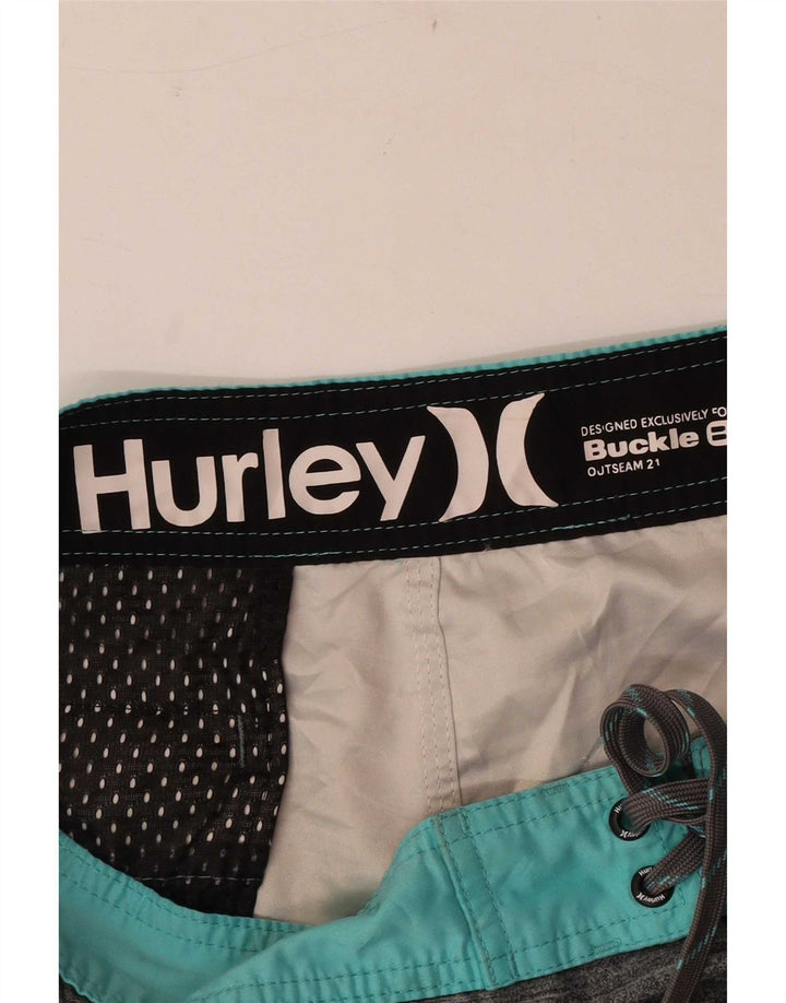 Hurley Herren-Badeshorts mit Grafik, groß, Grau, Farbblock