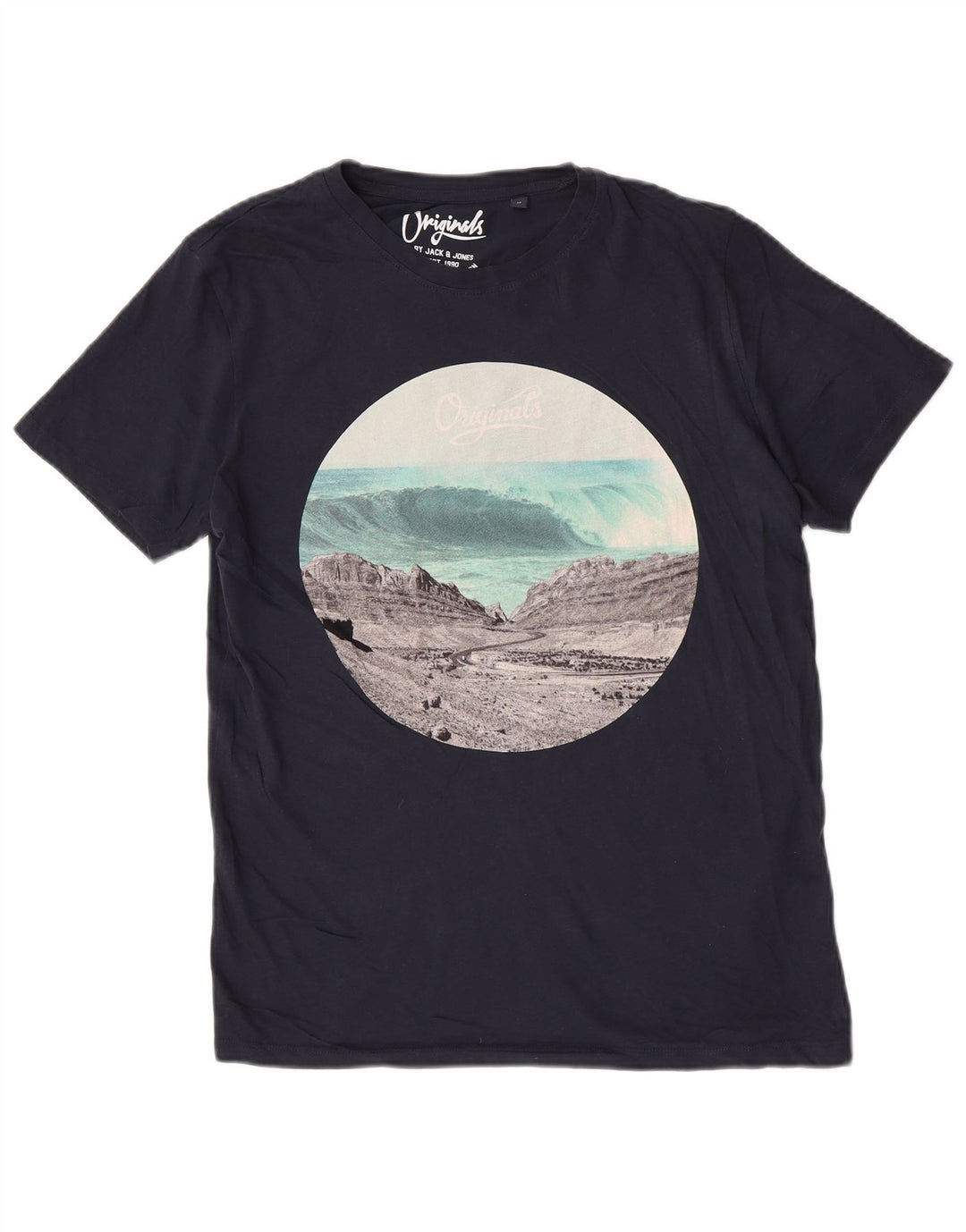 Jack & Jones Herren-T-Shirt mit normaler Grafik, mittelgroß, Marineblau, Natur