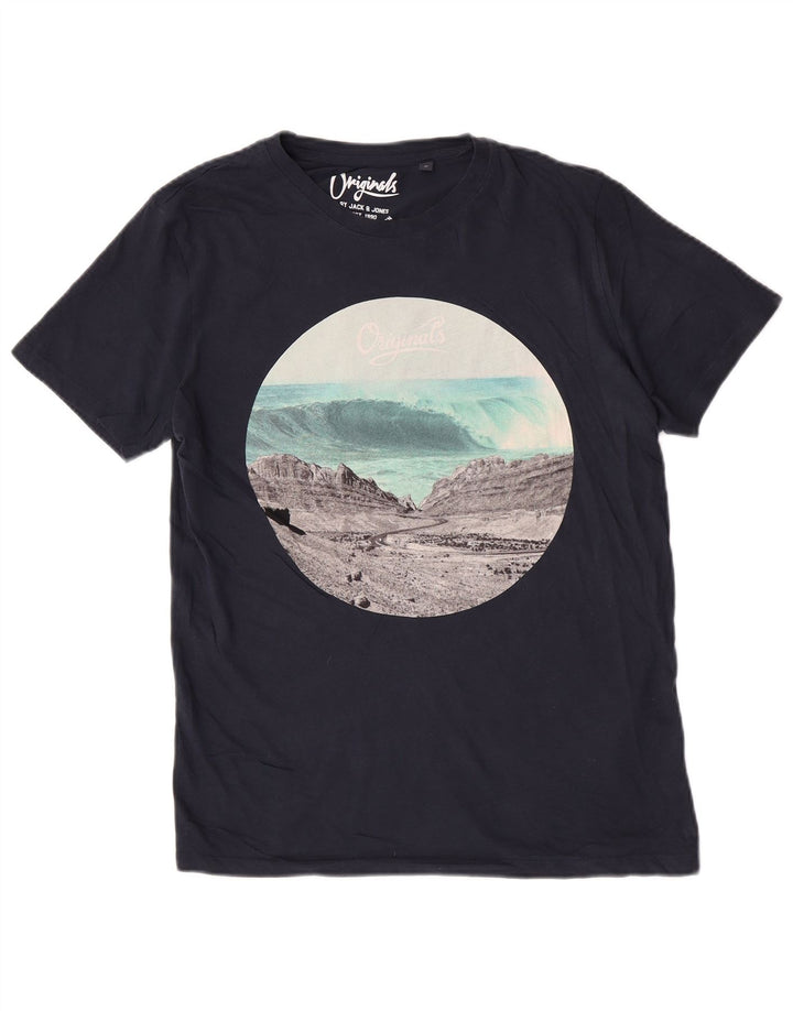 Jack & Jones Herren-T-Shirt mit normaler Grafik, mittelgroß, Marineblau, Natur