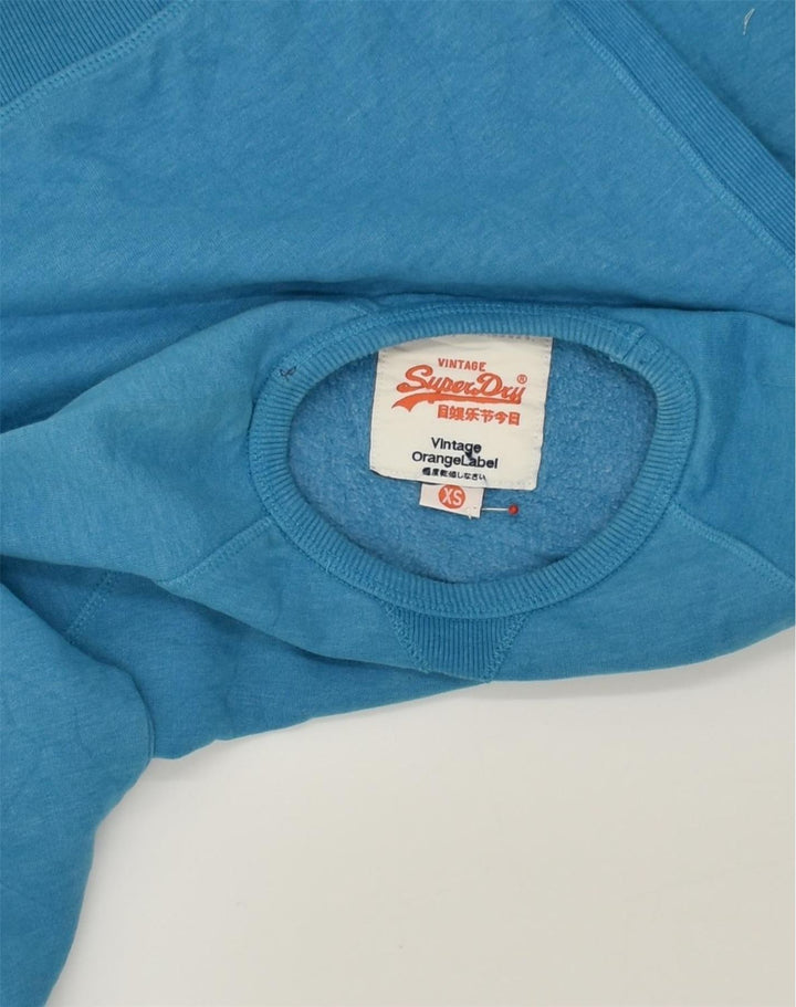 SUPERDRY Womens Sweatshirt Jumper UK 4 XS Blue Cotton | Vintage Superdry | Thrift | Second-Hand Superdry | Used Clothing | Messina Hembry 