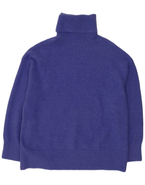 Übergroßer Rollkragenpullover von Zara für Damen, UK 14, mittelblaues Acryl