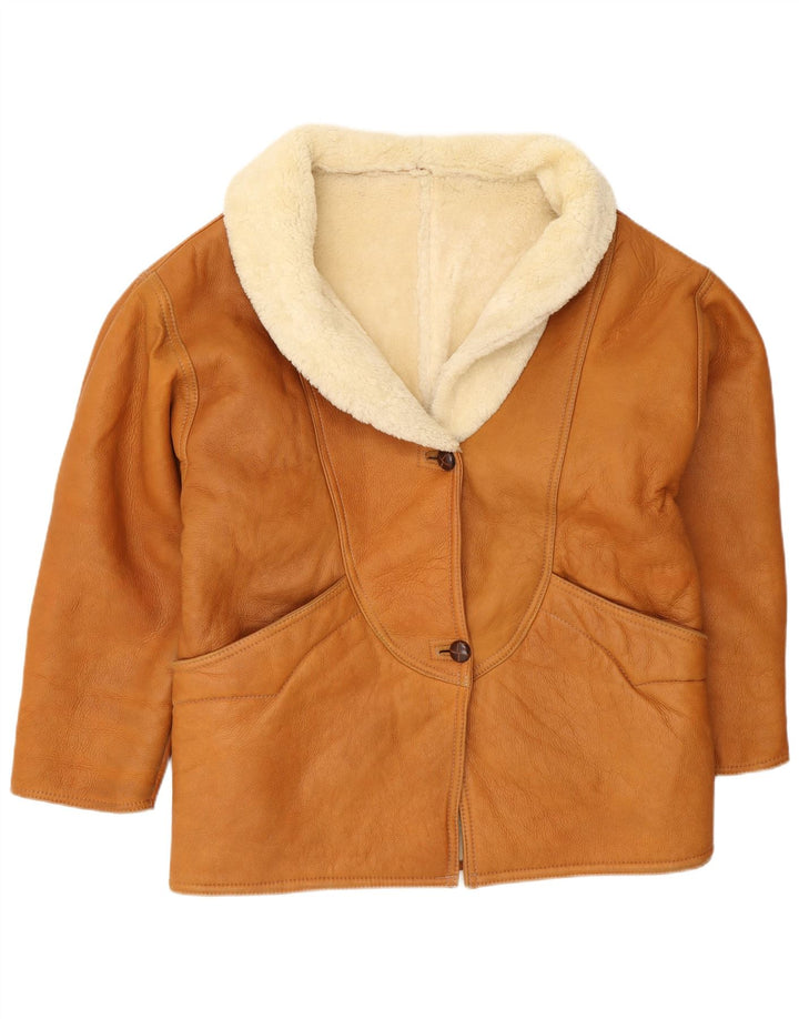 Vintage Damen Lammfelljacke UK 18 XL Braunes Lammfell