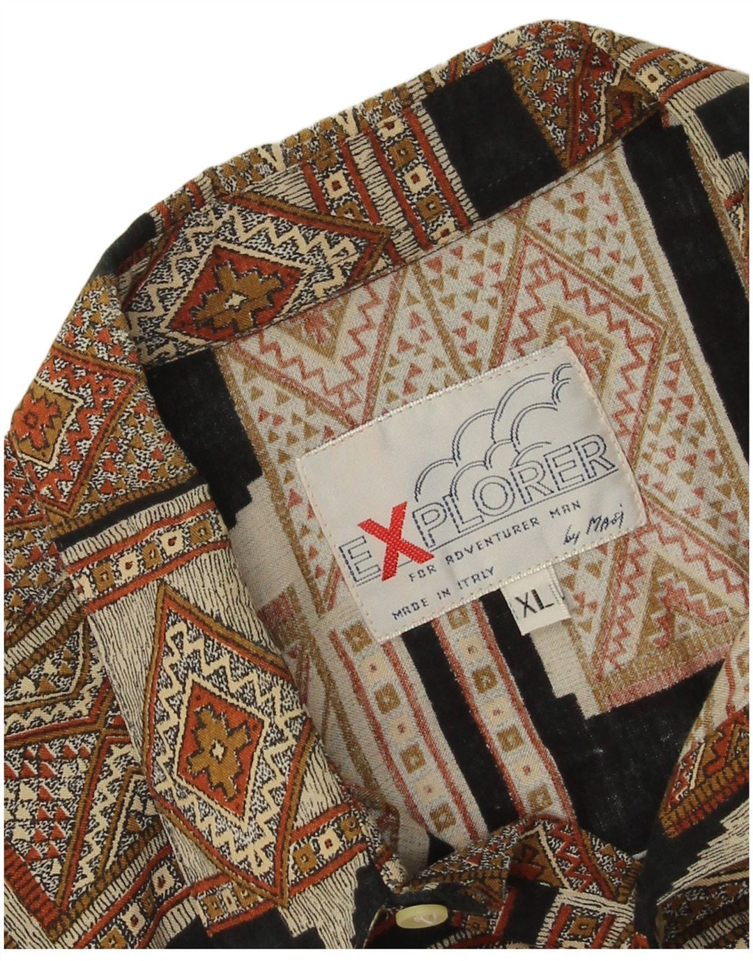 Explorer Herren Kurzarmhemd XL Braun Geometrisch