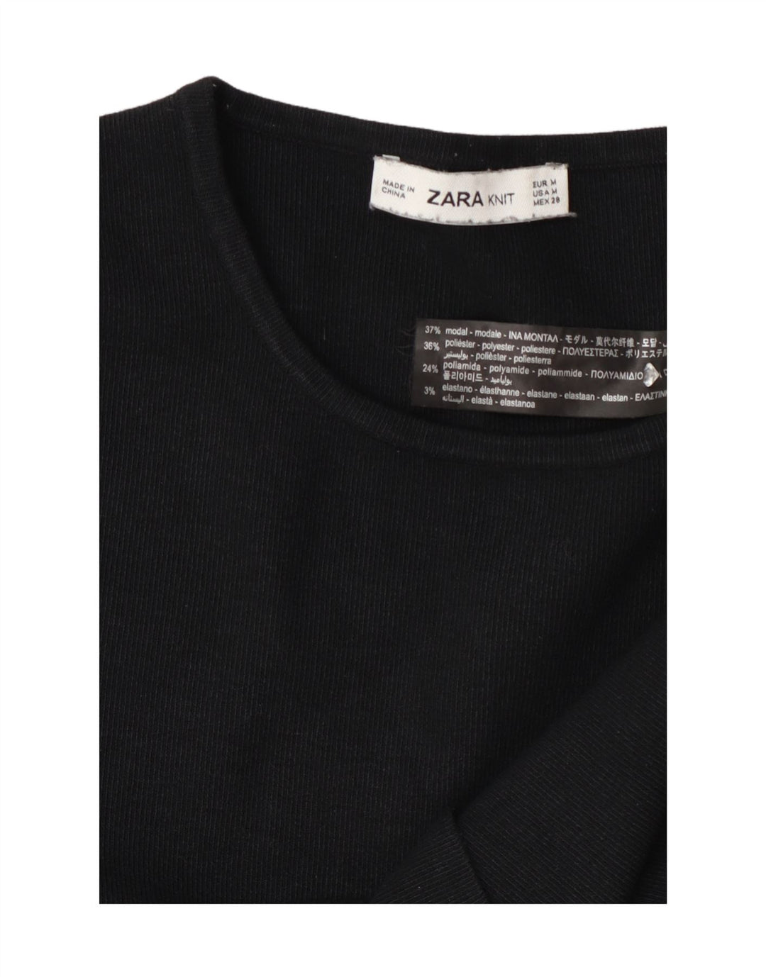 Zara Damen-Pullover, Gr. 14, Mittelschwarz, Farbblock-Modal