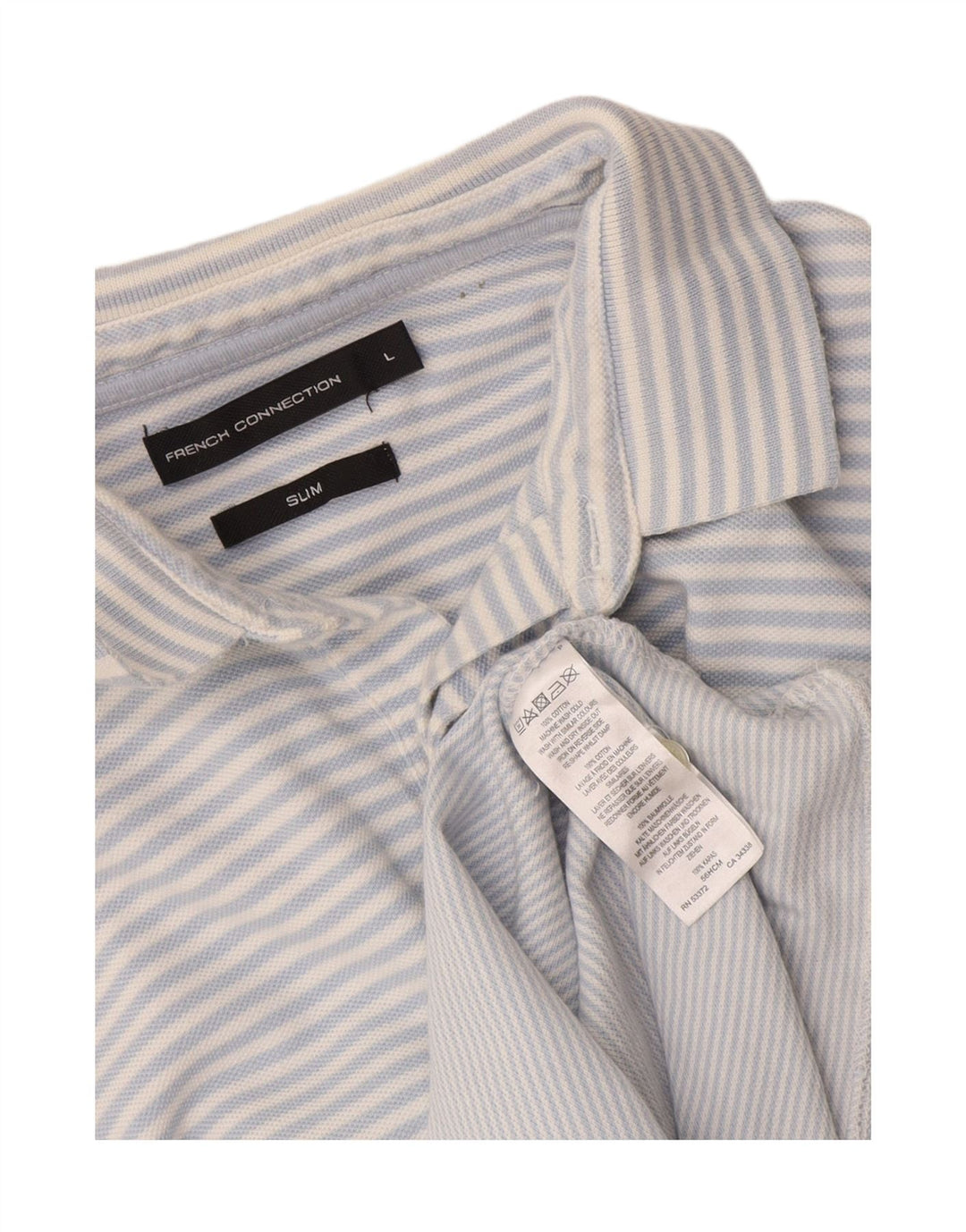 French Connection Herren-Poloshirt, schmal, groß, blau gestreift, Baumwolle