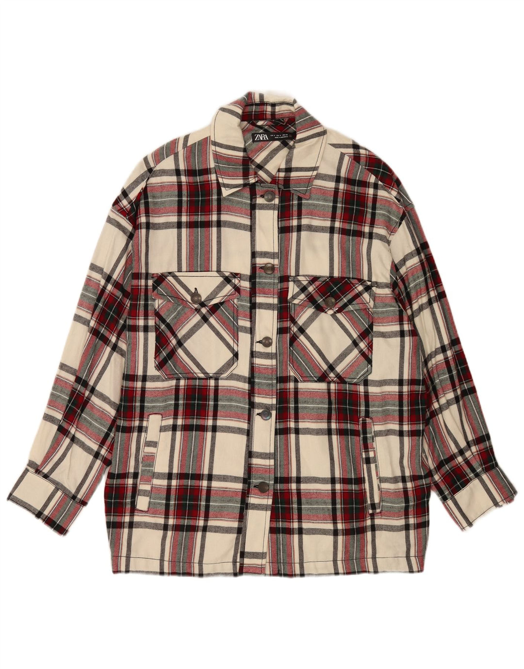 Übergroße Utility-Jacke von Zara für Damen, UK 10, klein, mehrfarbig, kariert