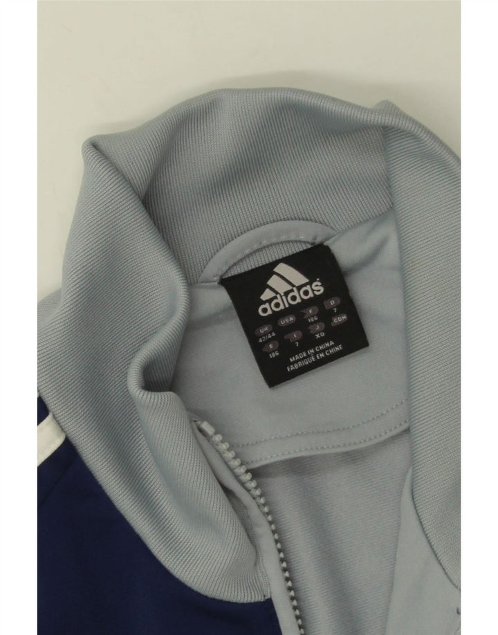 Adidas Herren-Trainingsanzugoberteil, UK-Größe 42/44, großes graues Colourblock-Polyester
