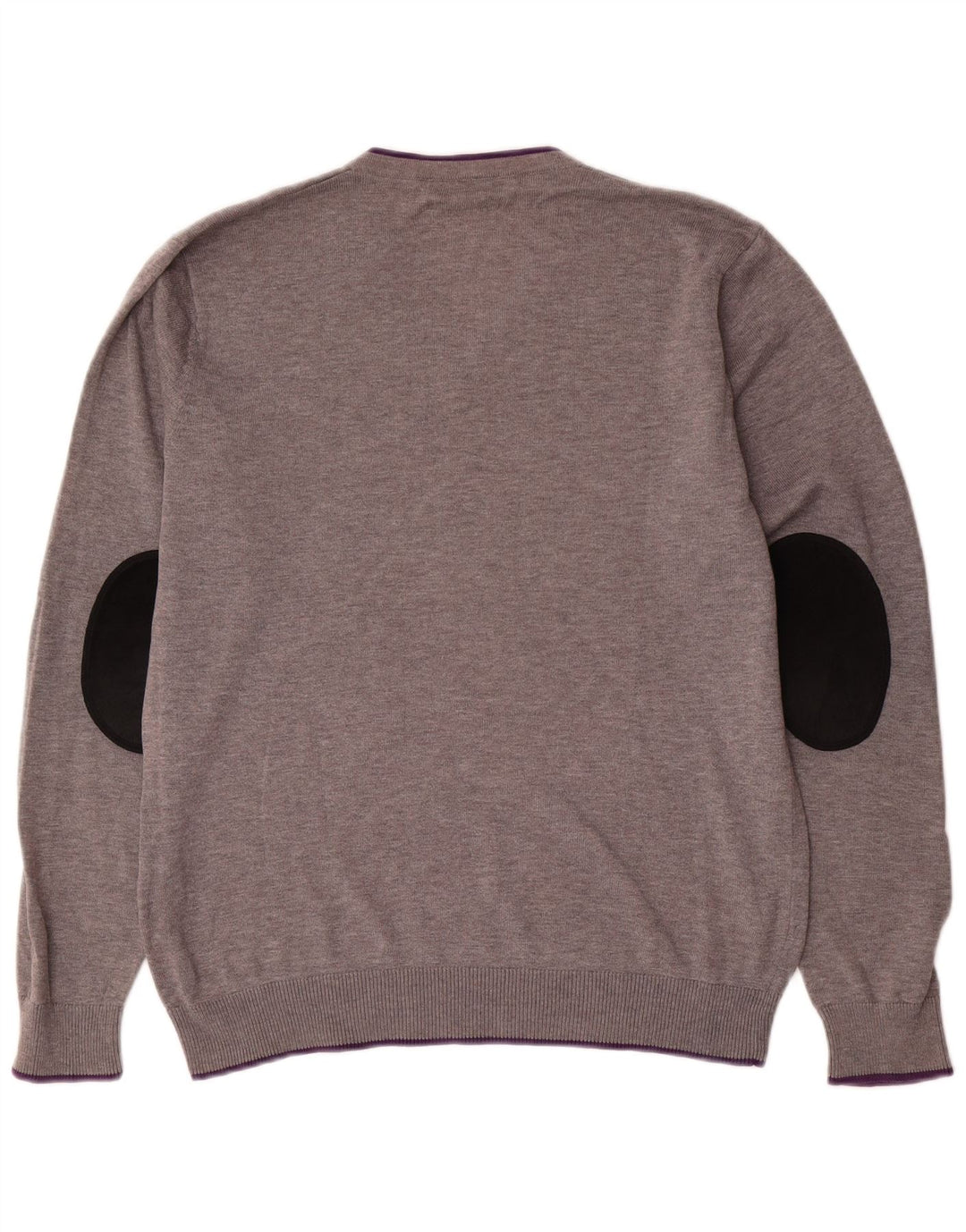 Gant Herren-Pullover mit V-Ausschnitt aus mittelgrauer Colourblock-Baumwolle