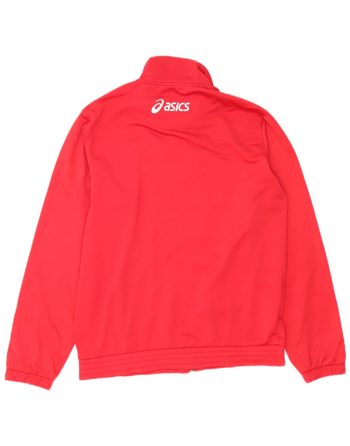 ASICS Herren-Trainingsanzug-Oberjacke, Mittelrotes Farbblock-Polyester