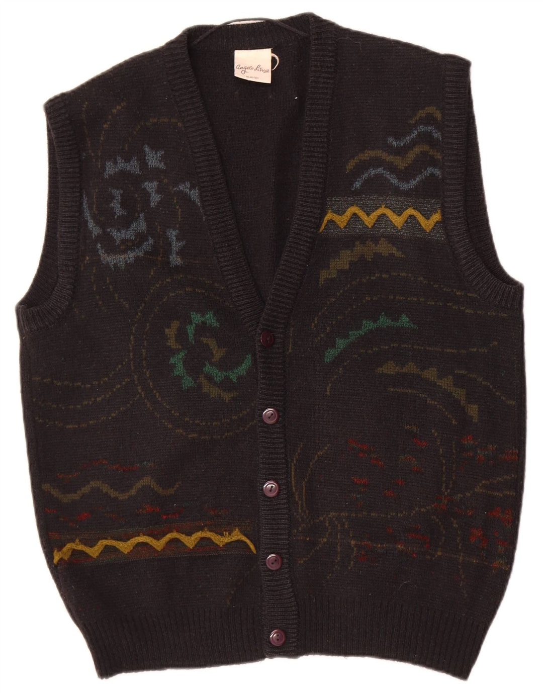 Angelo Litrico Herren-Strickjacke IT 48/50 Mittelschwarz Geometrisch