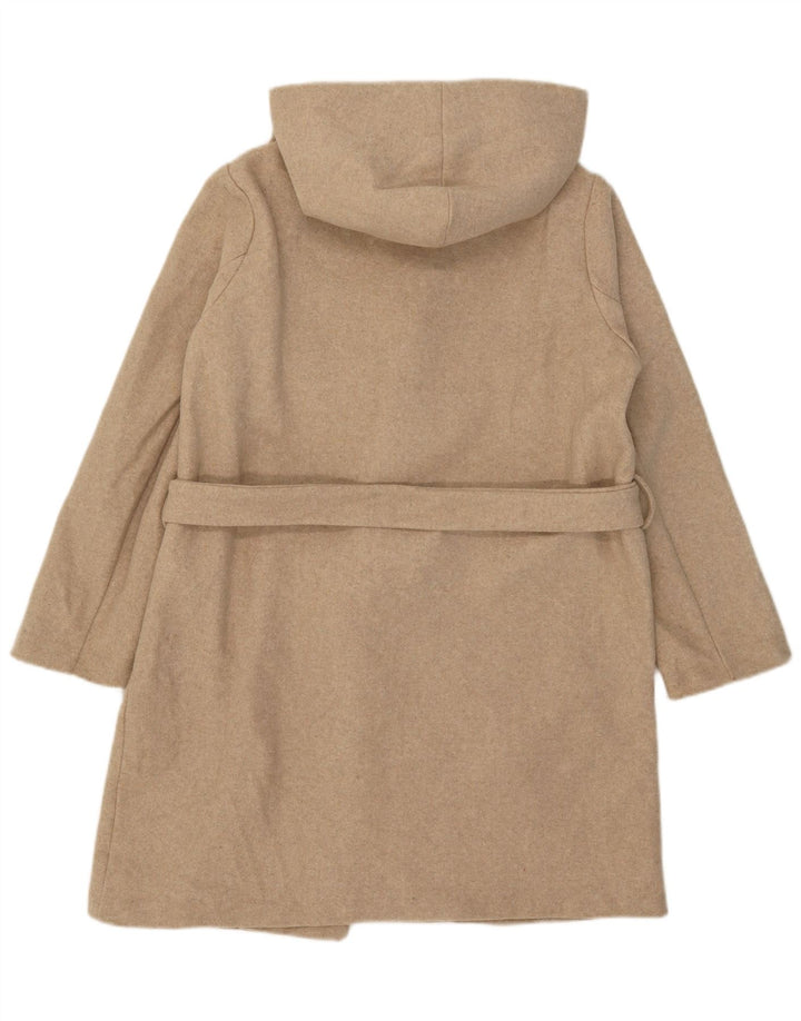 Zara Damen Kapuzenmantel UK 14 Medium Beige Polyester