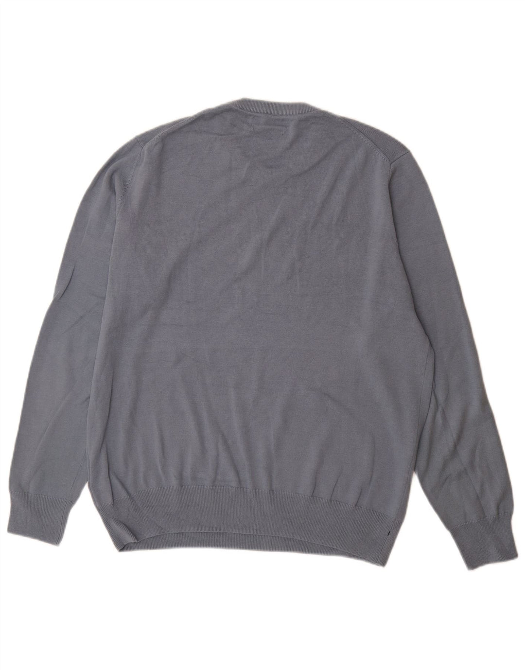 Marks & Spencer Herren-Pullover mit Rundhalsausschnitt, Größe L, aus blauer Baumwolle