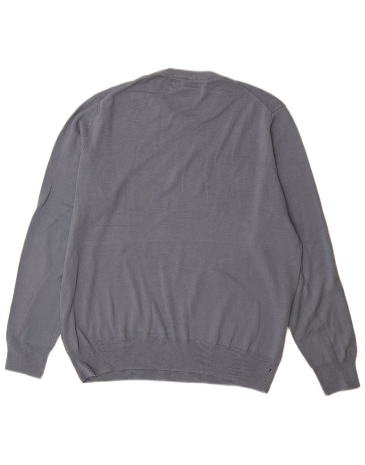 Marks & Spencer Herren-Pullover mit Rundhalsausschnitt, Größe L, aus blauer Baumwolle