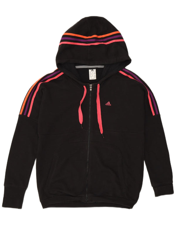 Adidas Damen Climalite Zip Hoodie Pullover UK 12/14 Mittelschwarze Baumwolle
