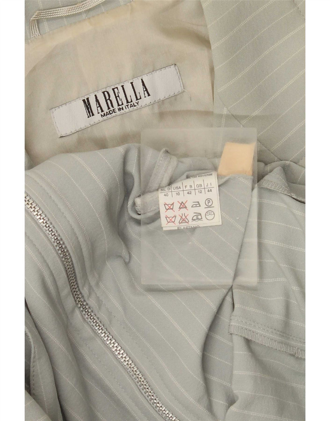 Marella Damen Blazer Jacke UK 12 Mittelgrün gestreift Polyamid