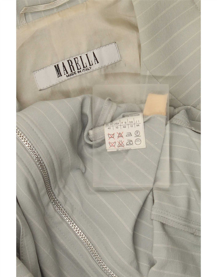 Marella Damen Blazer Jacke UK 12 Mittelgrün gestreift Polyamid