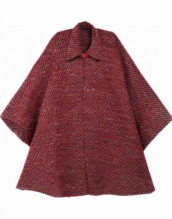 Vintage Damen Cape Mantel Einheitsgröße Rot meliert