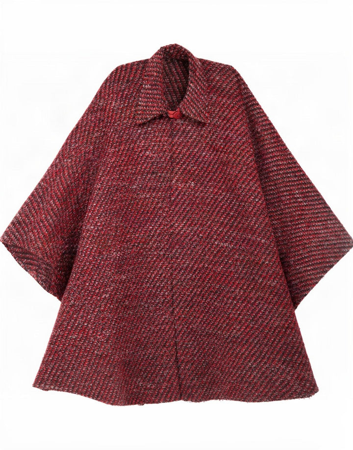Vintage Damen Cape Mantel Einheitsgröße Rot meliert