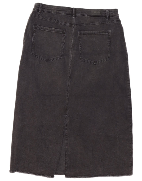 Marks & Spencer Damen Per Una Jeansrock UK 18 XL W38 Schwarze Baumwolle