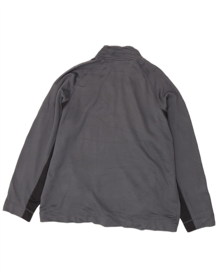 Reebok Herren-Sweatshirt mit Reißverschluss am Hals, 2XL, graues Colourblock-Polyester