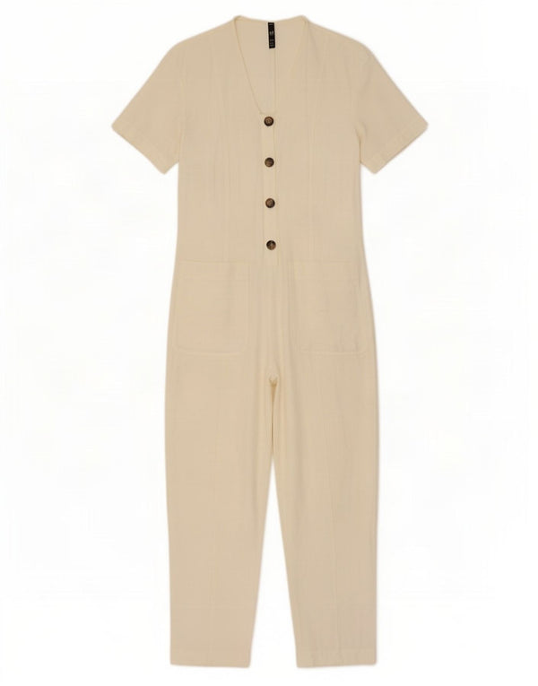 Zara Damen Trafaluc Jumpsuit UK 10 Small Off White