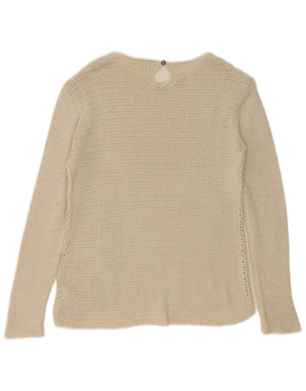 Zara Mädchen-Häkelpullover mit U-Boot-Ausschnitt, 13–14 Jahre, beige Baumwolle