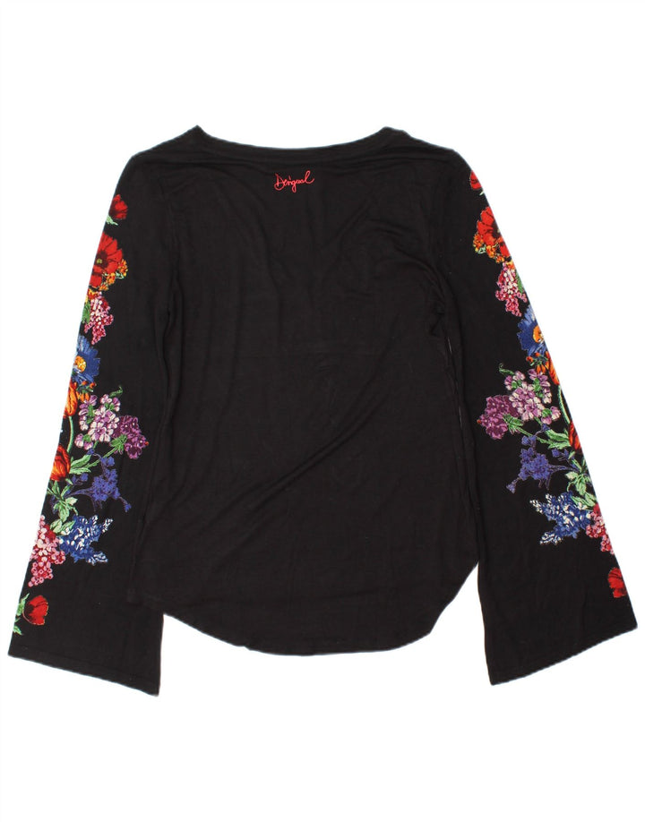 Desigual Damen Top Langarm UK 10 Small Black Floral