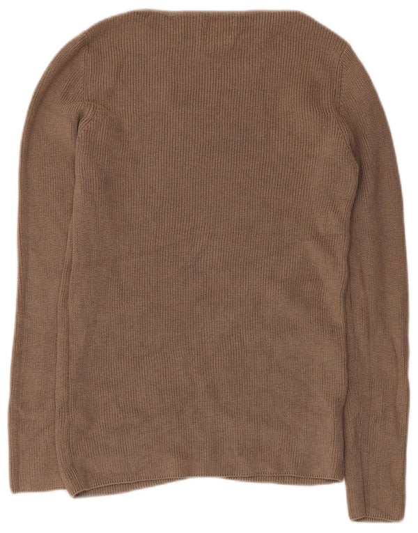 Massimo Dutti Damen-Pullover mit U-Boot-Ausschnitt, Gr. 8, Beige, Baumwolle