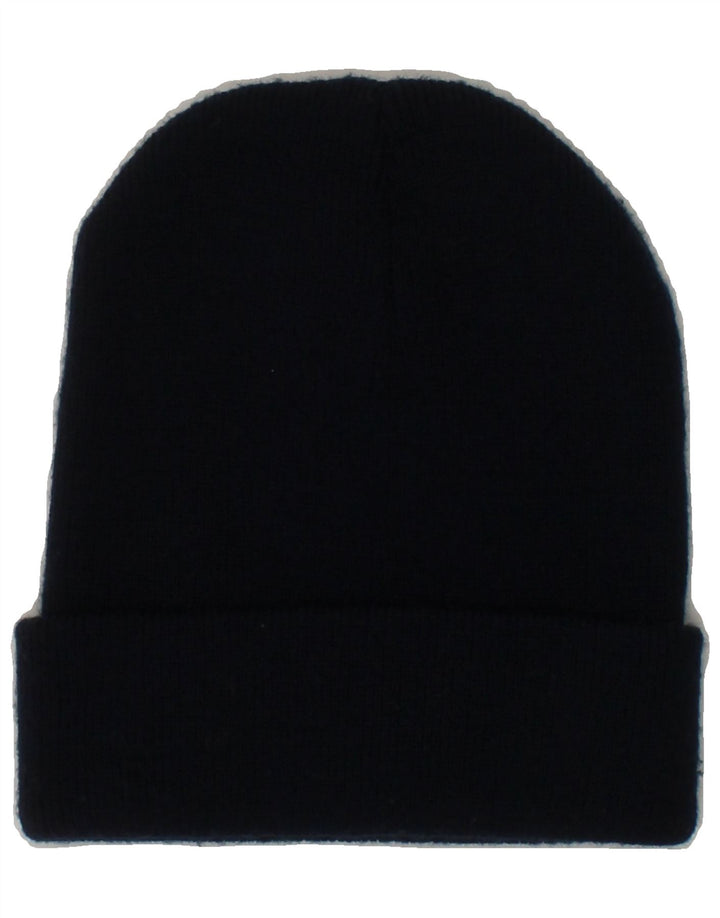 REEBOK Mens Graphic Beanie Cap One Size Navy Blue Acrylic Vintage Reebok and Second-Hand Reebok from Messina Hembry 