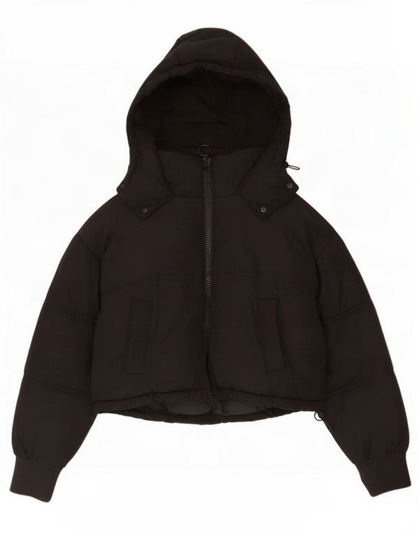Topshop Womens Crop Hooded Oversized Wattierte Jacke UK 8 Small Schwarz