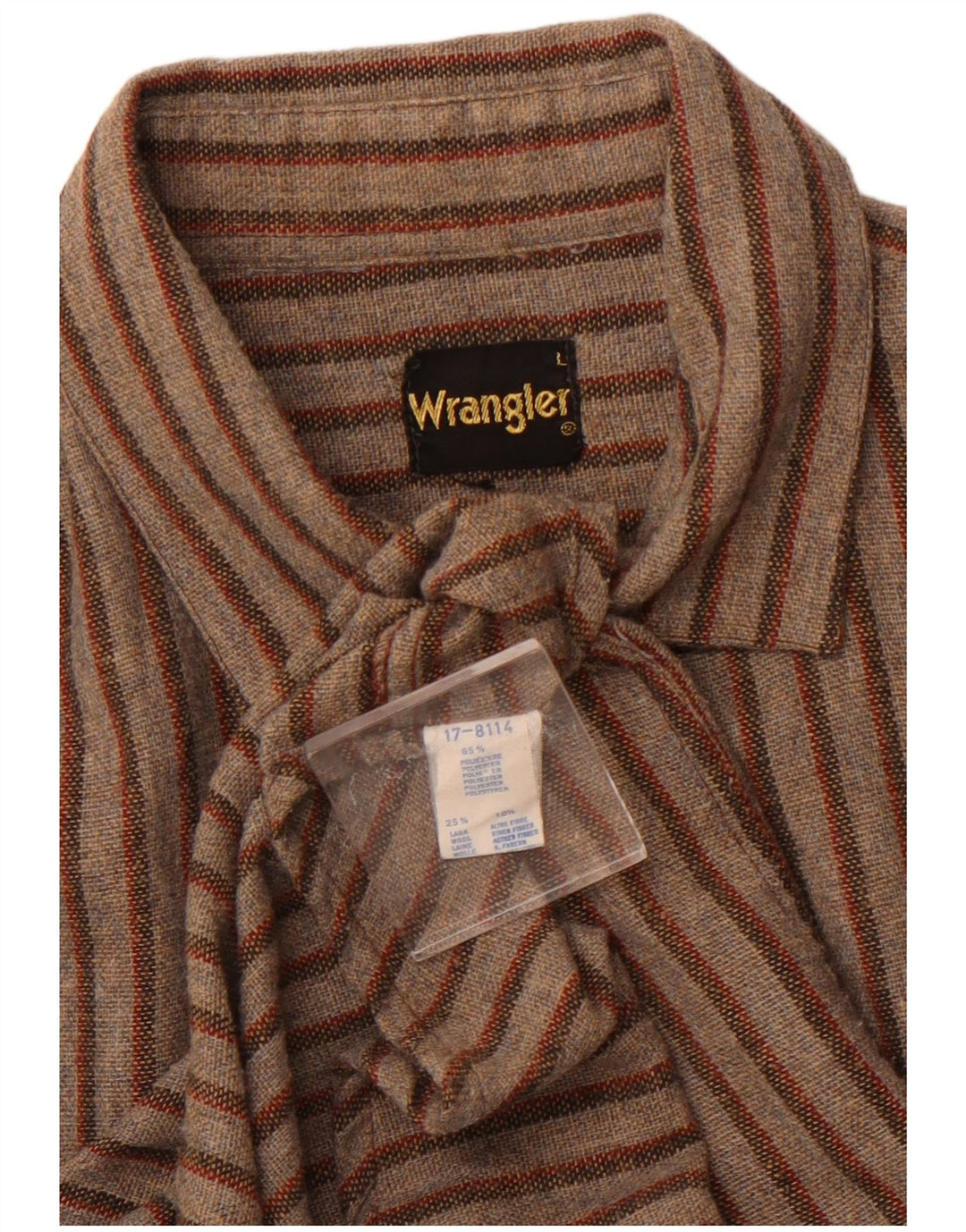 WRANGLER Herren-Flanellhemd, großes braunes Nadelstreifen-Polyester