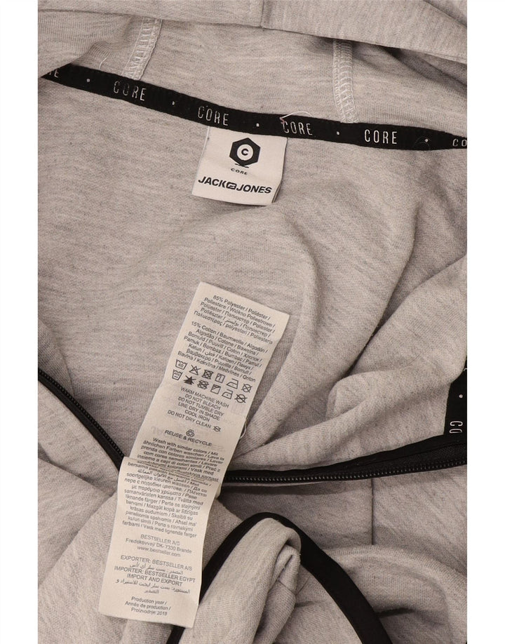 Jack & Jones Herren-Kapuzenpullover mit Reißverschluss, mittelgraues Polyester