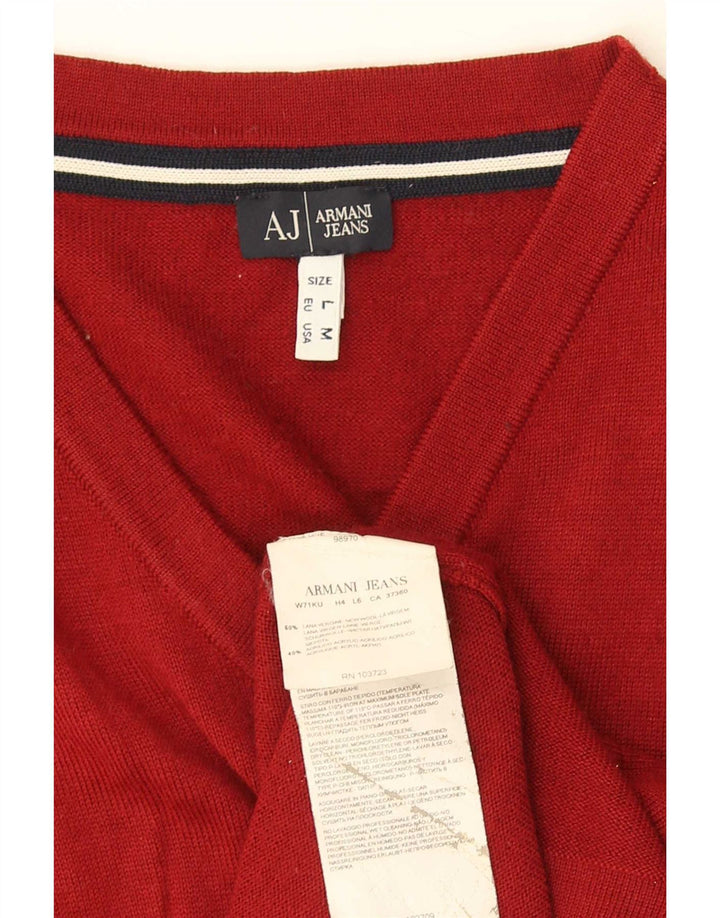 Armani Jeans Herren Weste Tank Top Medium Maroon Schurwolle