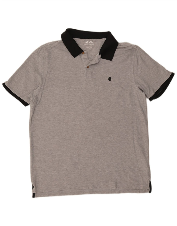 Izod Herren-Poloshirt XL aus grauer Colourblock-Baumwolle