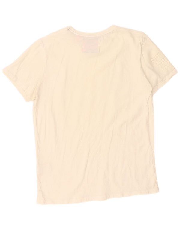 Superdry Herren Grafik-T-Shirt-Oberteil XL aus cremefarbener Baumwolle
