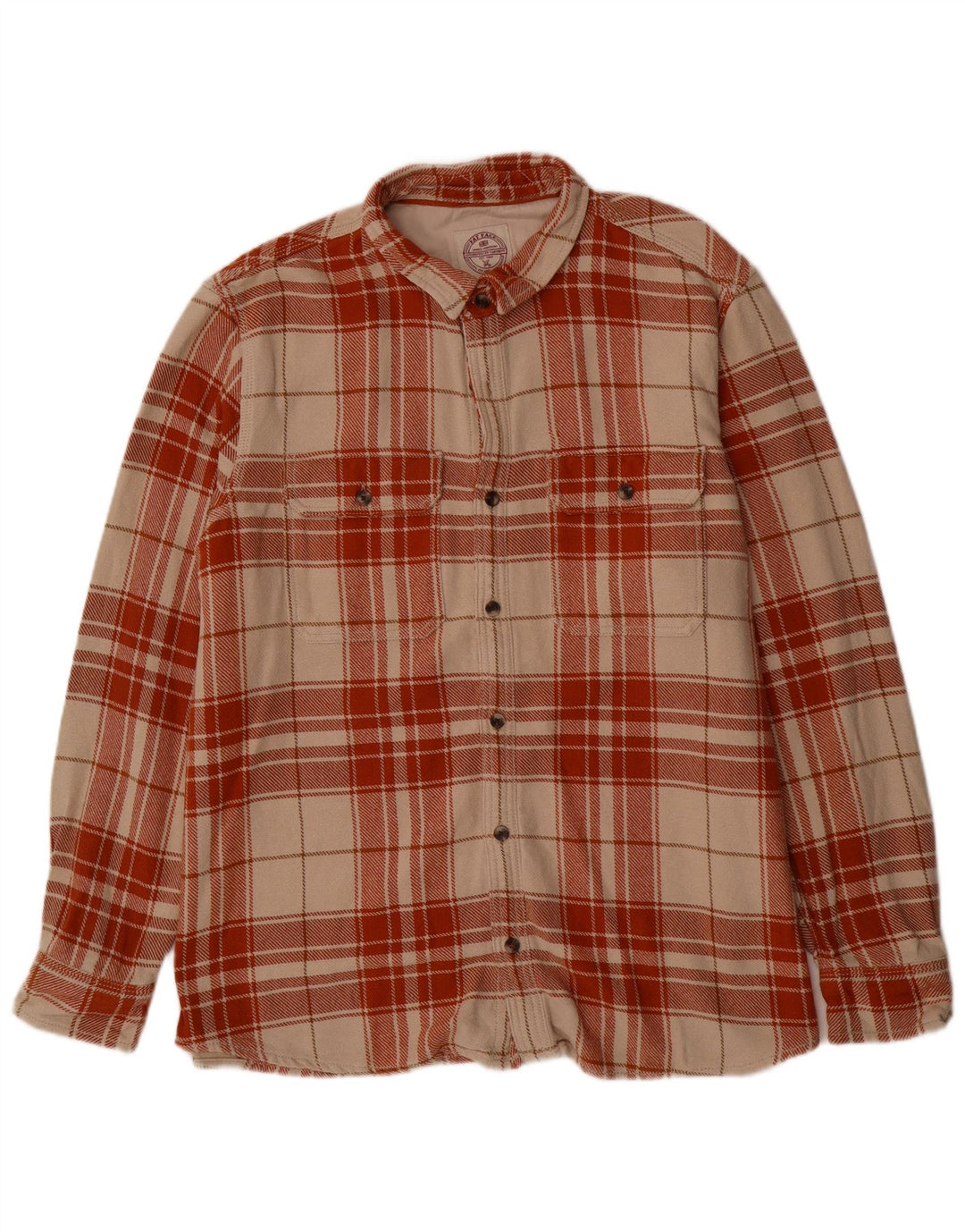 Fat Face Herren-Flanellhemd 2XL, beige karierte Baumwolle
