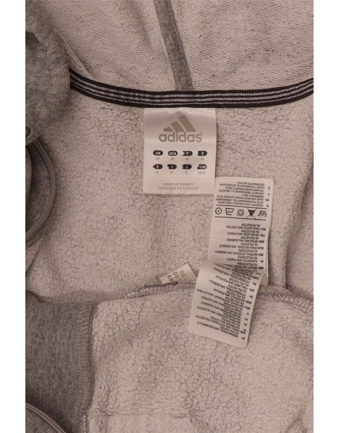 ADIDAS Herren-Kapuzenpullover mit Reißverschluss, mittelgrau gefleckte Baumwolle