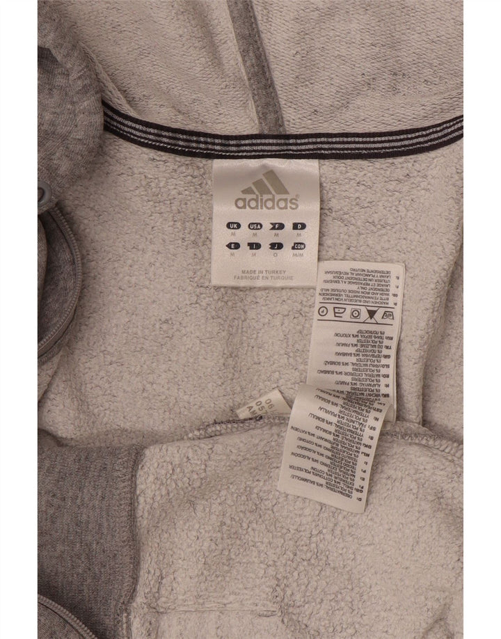 ADIDAS Herren-Kapuzenpullover mit Reißverschluss, mittelgrau gefleckte Baumwolle