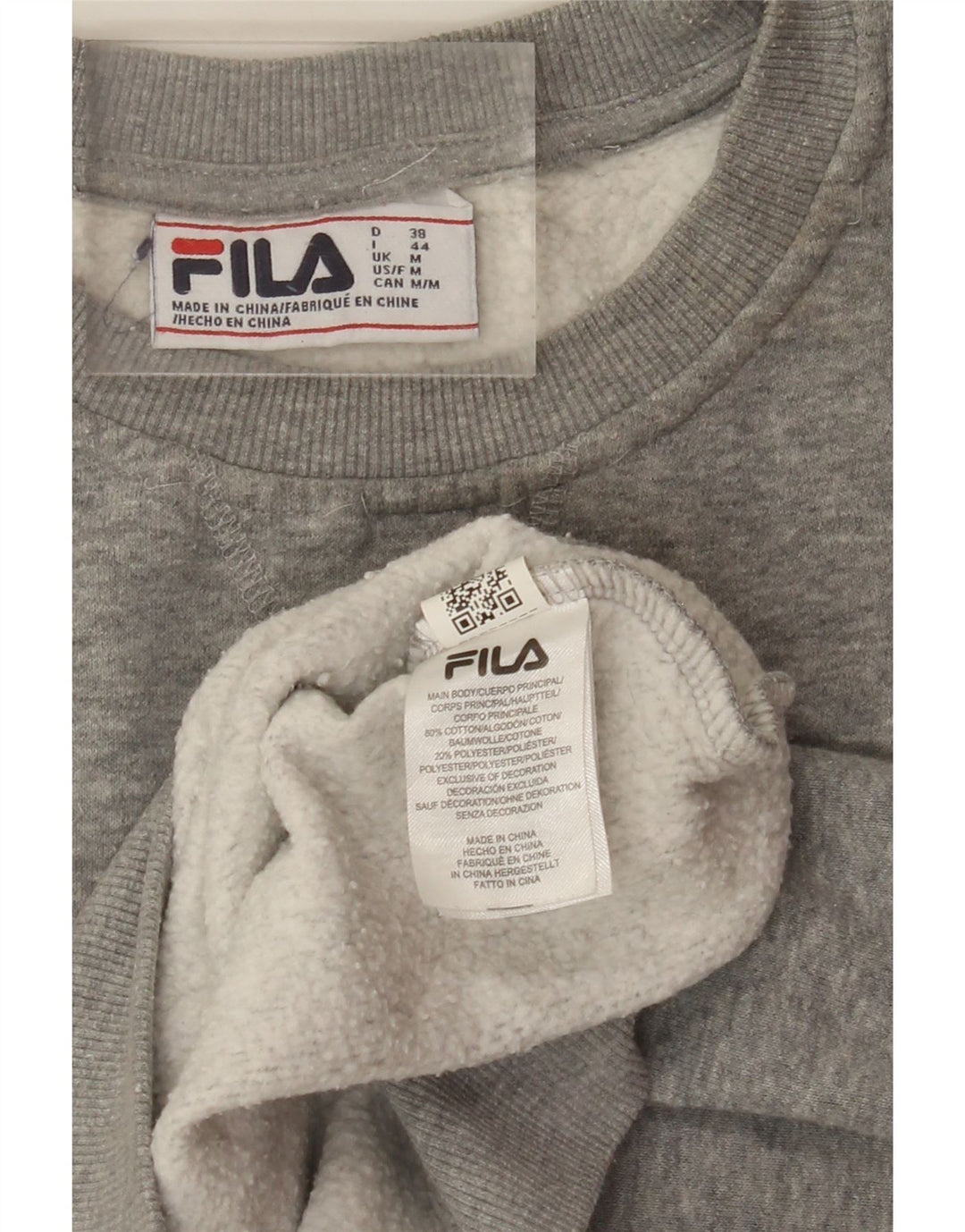 FILA Damen Grafik-Sweatshirt-Pullover UK 14 Mittelgrauer Farbblock