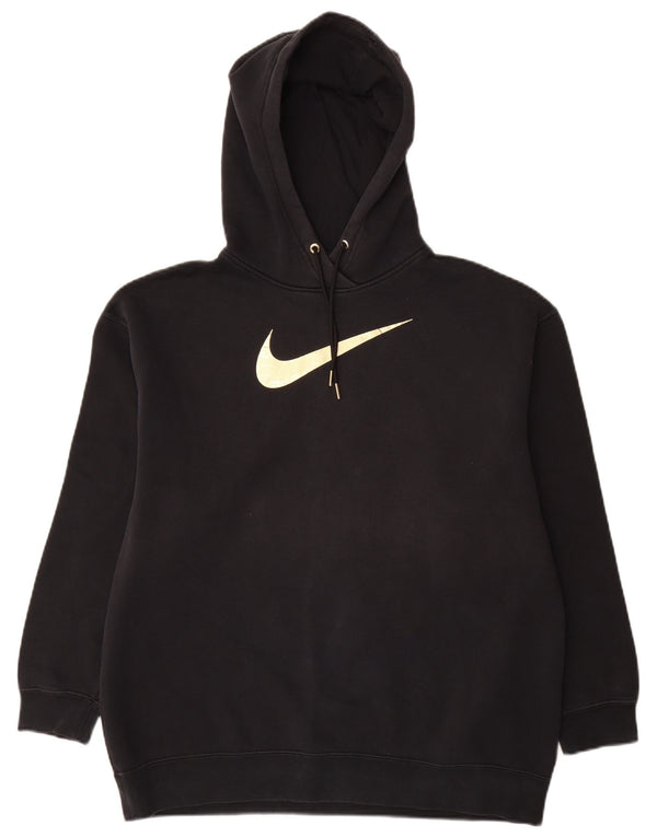 Nike Womens Graphic Oversized Hoodie Pullover UK 10 Small Schwarze Baumwolle
