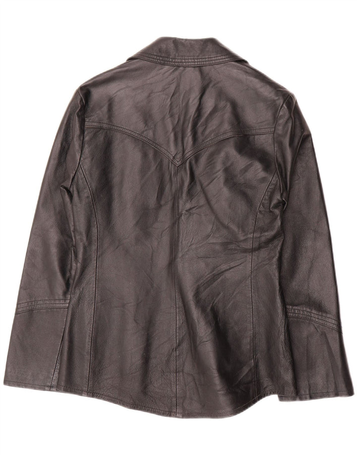 OLTRE Damen Lederjacke UK 10 Small Schwarzes Leder