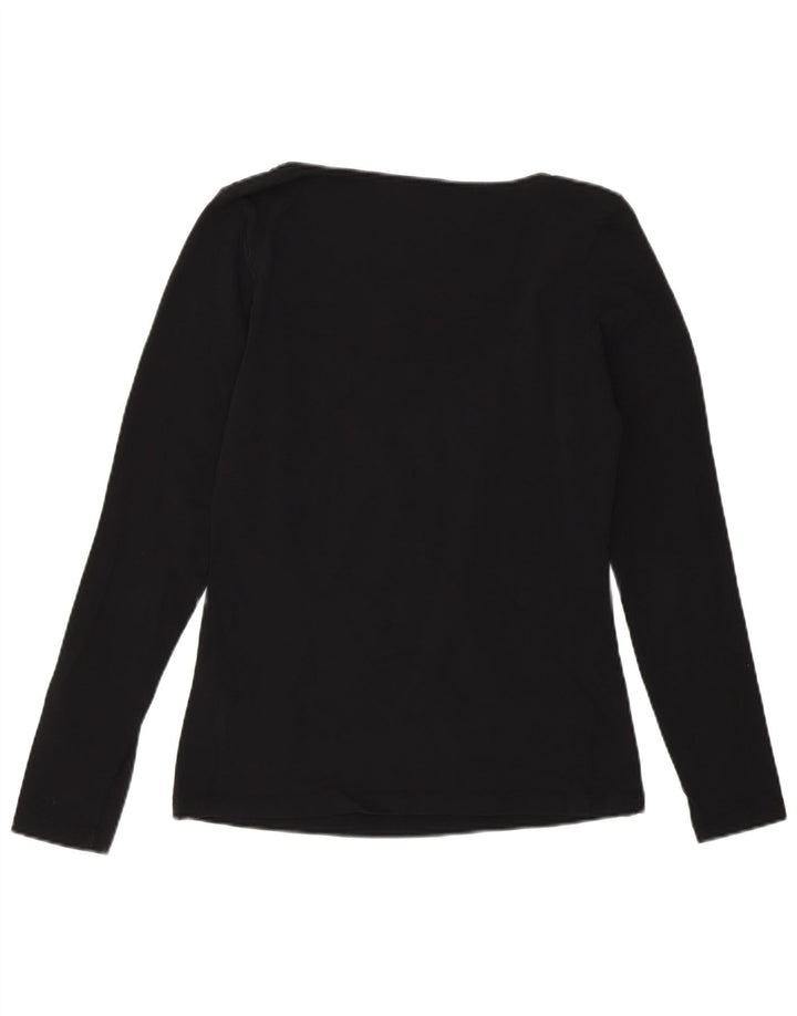 Calvin Klein Damen Graphic Top Langarm UK 14 Mittelschwarze Baumwolle