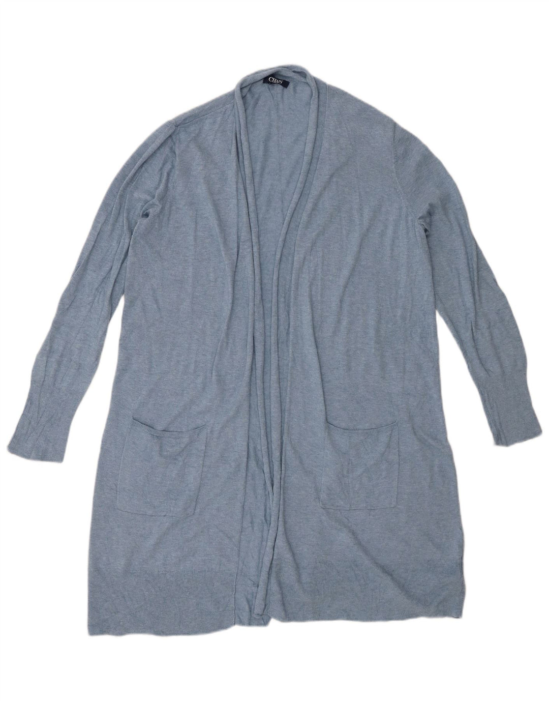 CHAPS Damen Longline Open Cardigan Pullover UK 16 Large Blau Baumwolle