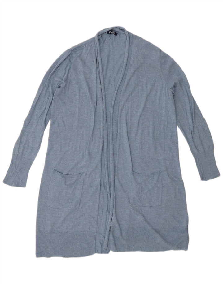 CHAPS Damen Longline Open Cardigan Pullover UK 16 Large Blau Baumwolle