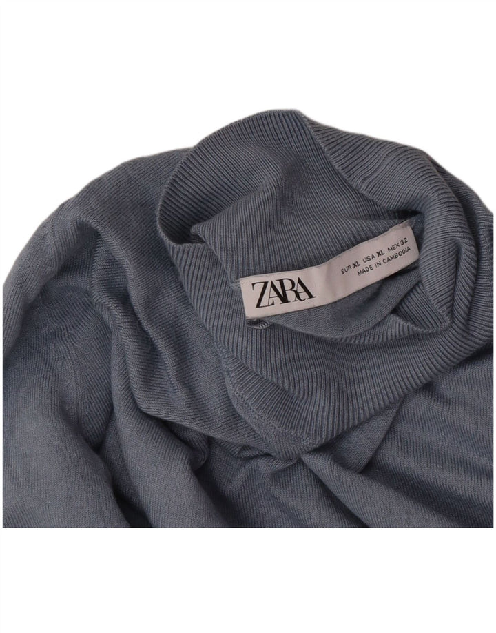 Zara Damen Rollkragenpullover, Pullover, Gr. 18, XL, Blau