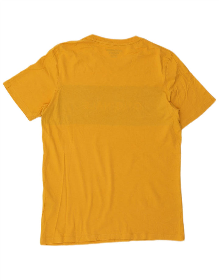 Jack & Jones Herren Grafik-T-Shirt-Oberteil aus mittelgelber Colourblock-Baumwolle