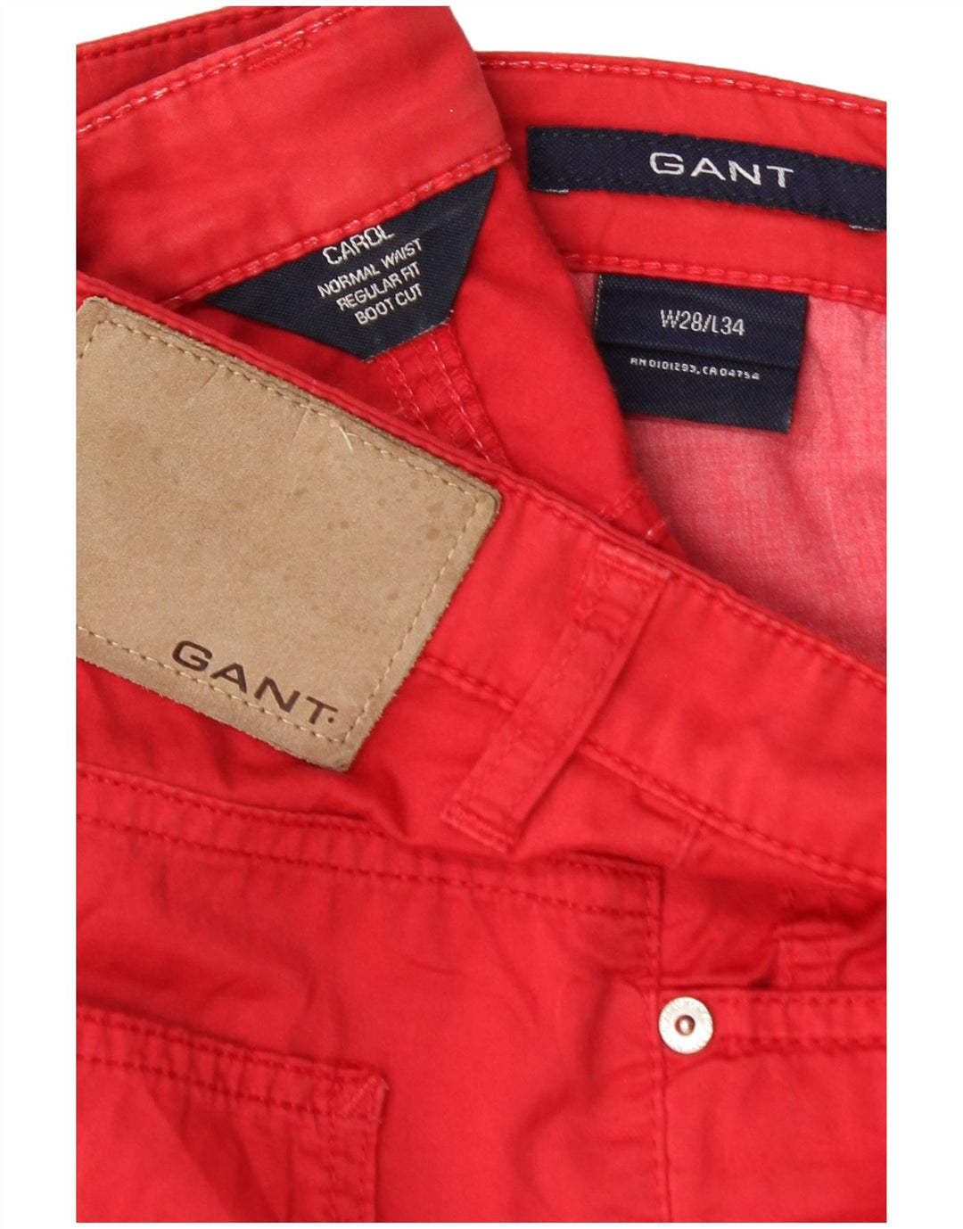 GANT Damen Carol Regular Fit Gerade Freizeithose W28 L29 Rote Baumwolle